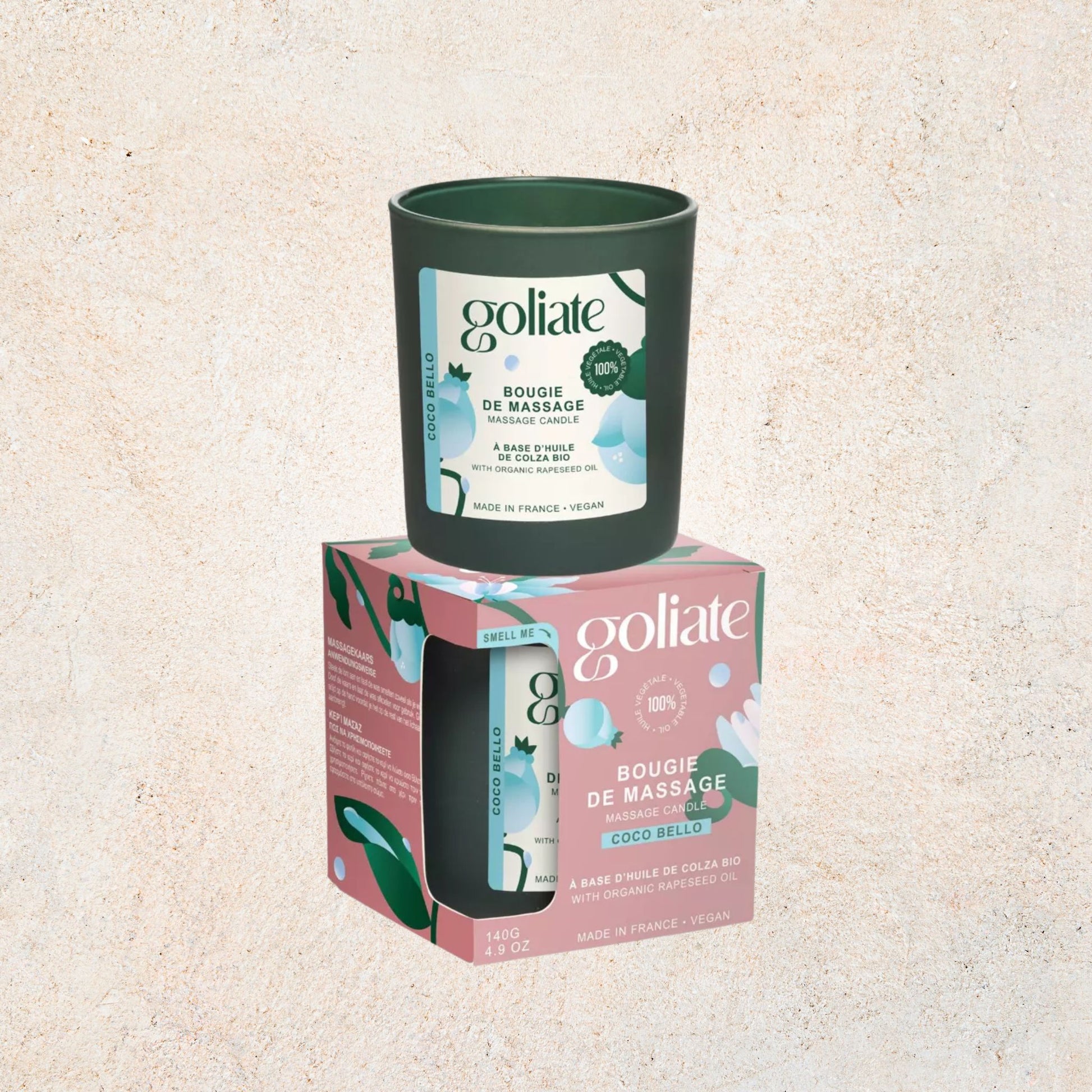Bougie de Massage Bio Coco Bello – huile tiède sensuelle et parfum envoûtant 🌿 | GOLIATE