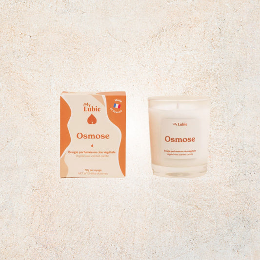 Bougie érotique Osmose My Lubie – parfum fleur d’oranger, cèdre et santal, cire 100% coco