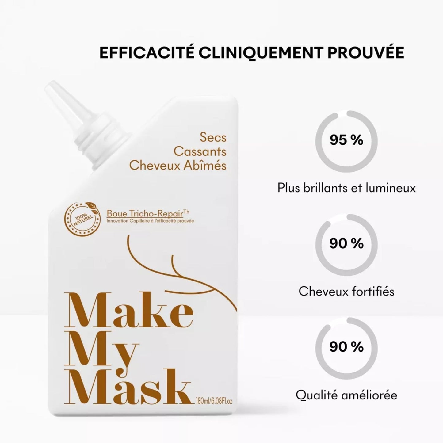 Boue Tricho‑Repair masque naturel pré‑shampoing cheveux abîmés 180ml