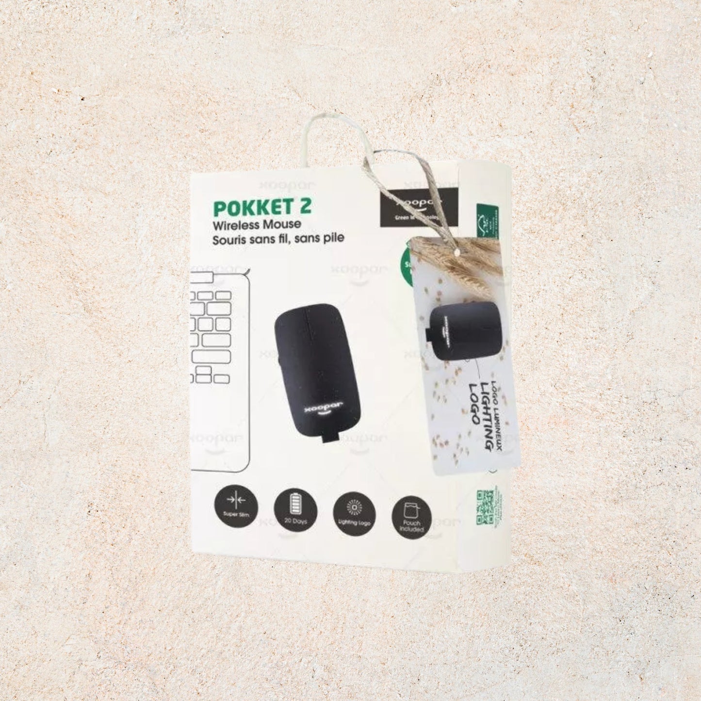 Souris Laptop Pokket Noir, design ergonomique, plastique recyclé, sans fil et sans pile, autonomie longue durée, produit durable et éco-responsable | XOOPAR