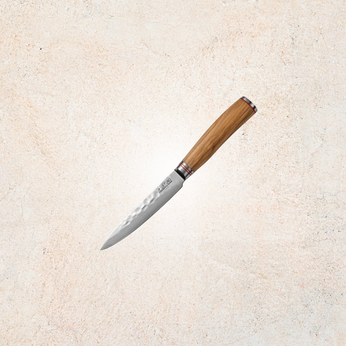 Couteau universel Wusaki 12 cm lame Damas 67 couches manche olivier | Les Découpeurs