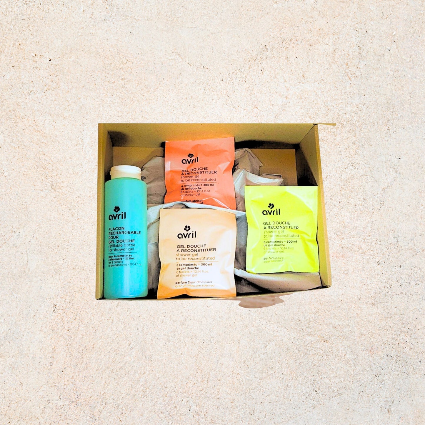 Coffret Gel Douche à Reconstituer AVRIL – Rechargeable Naturel & Fruité