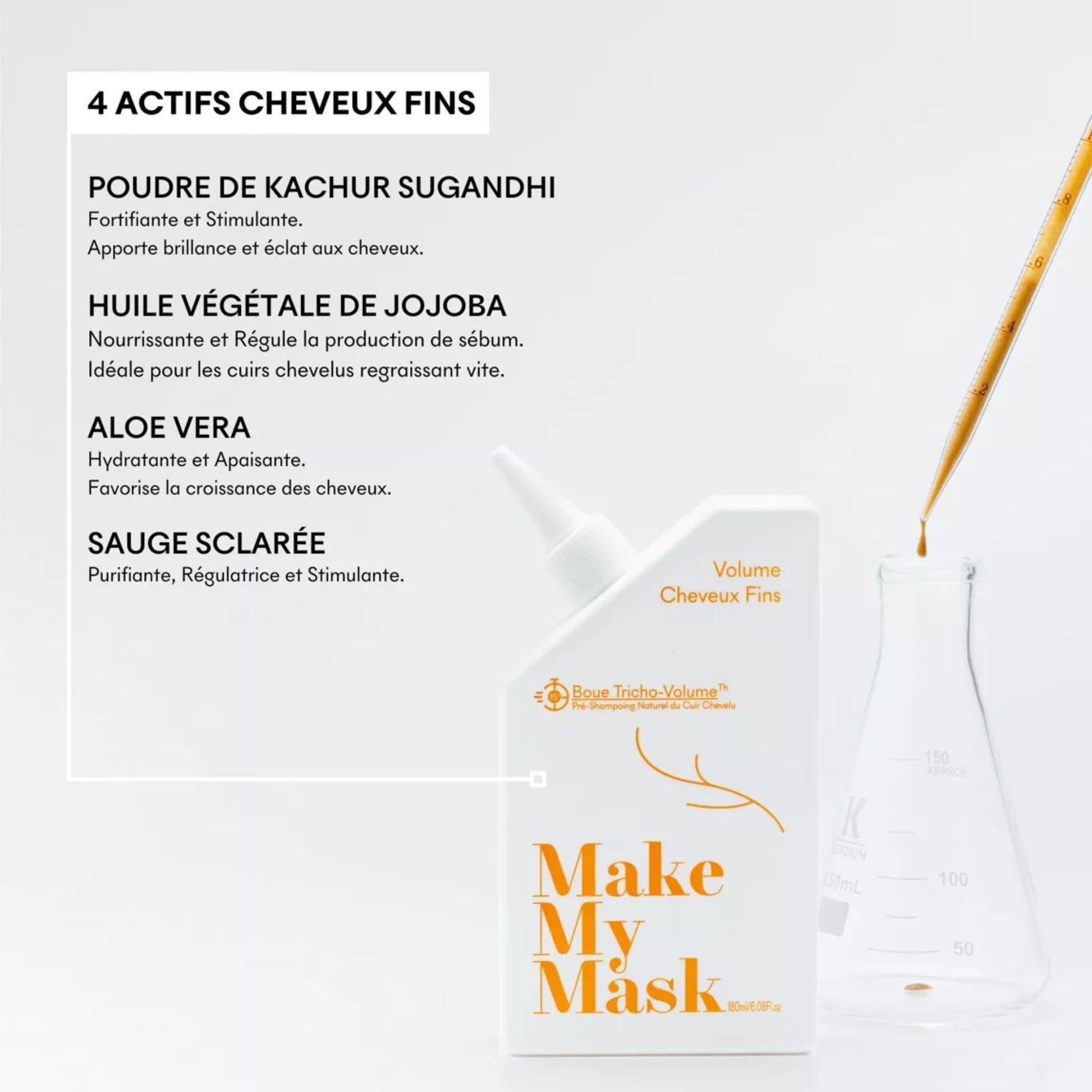Boue Tricho-Volume masque densifiant cheveux fins 180 ml MakeMyMask