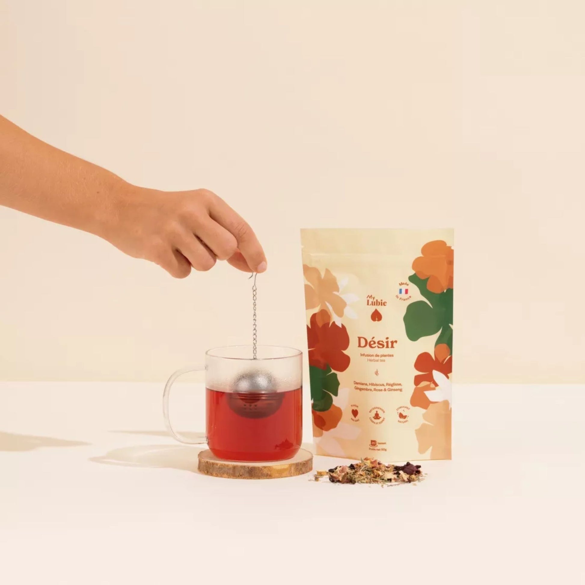 Infusion Désir 50 g – Aphrodisiaque naturel à base de plantes actives, 100 % naturelles et fabriquées en France