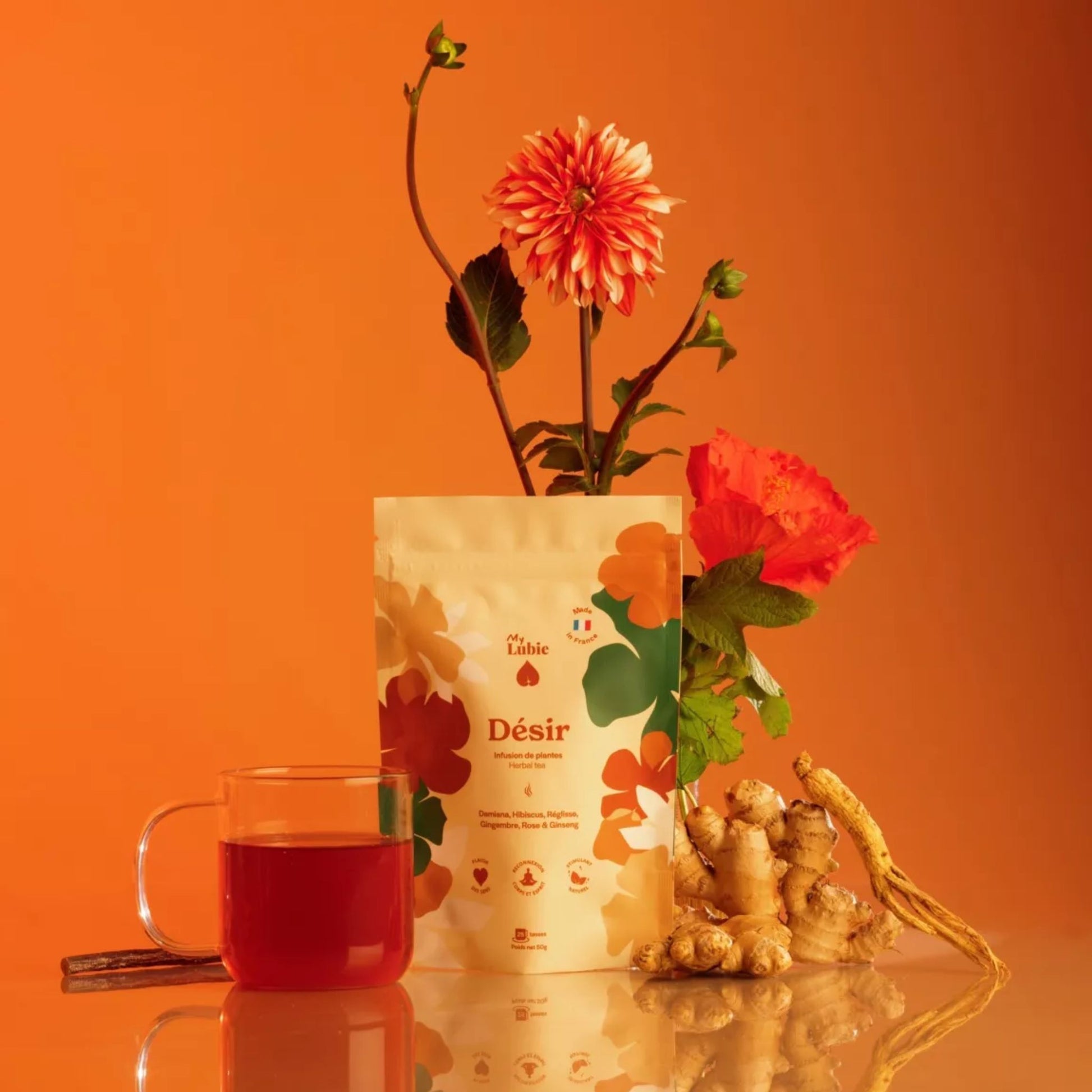 Infusion Désir 50 g – Aphrodisiaque naturel à base de plantes actives, 100 % naturelles et fabriquées en France