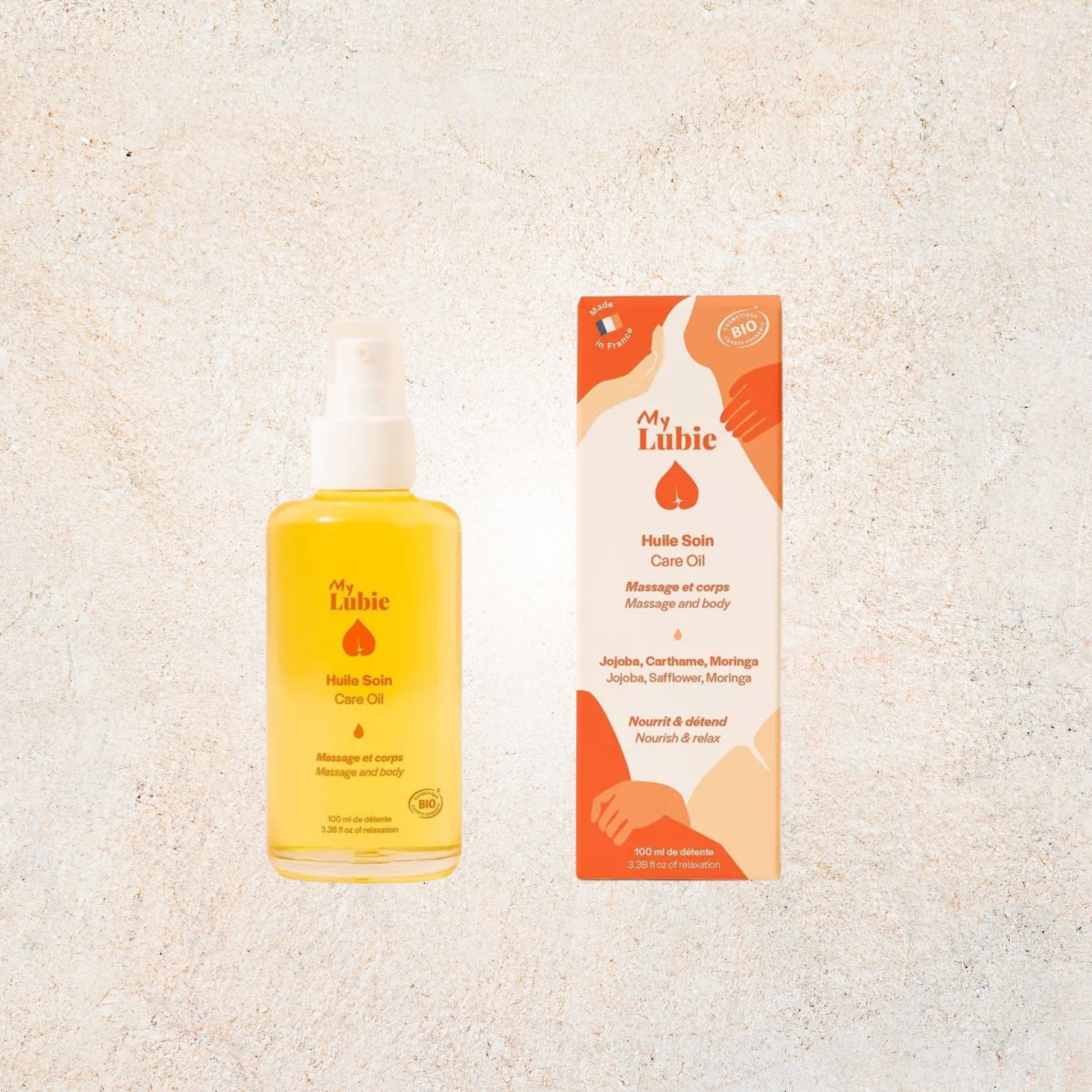 Huile soin massage et corps 100 ml – Jojoba, Carthame, Moringa, vegan et naturelle