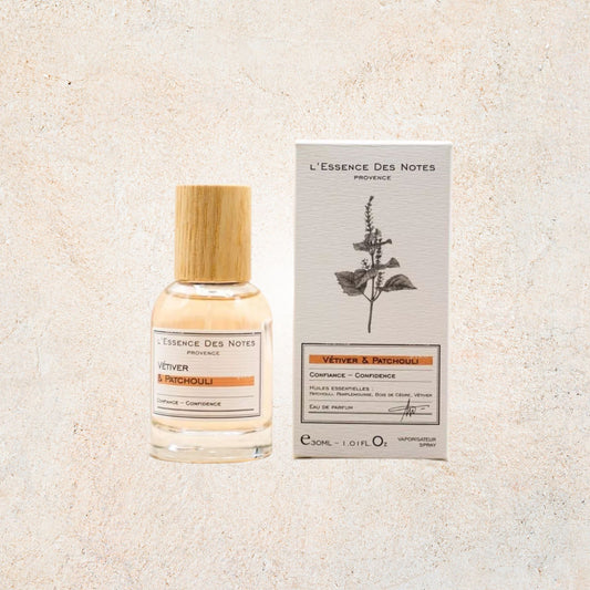 Eau de Parfum Vétiver & Patchouli 50ml – Parfum boisée et tonique – L’Essence des Notes