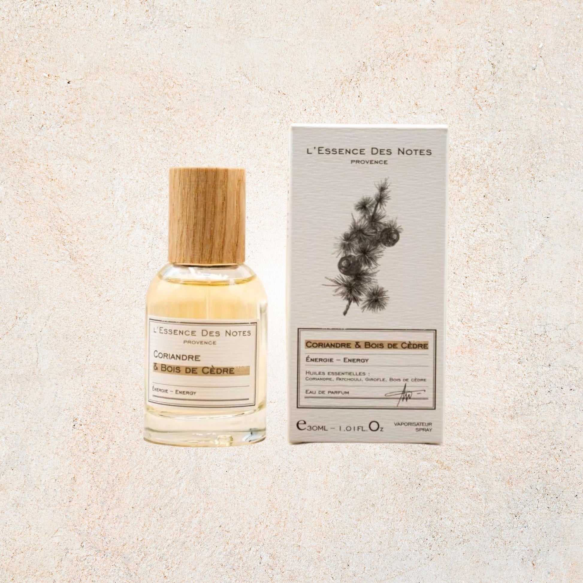 Eau de Parfum Coriandre & Bois de Cèdre 50ml – Parfum stimulant et chaleureux – L’Essence des Notes