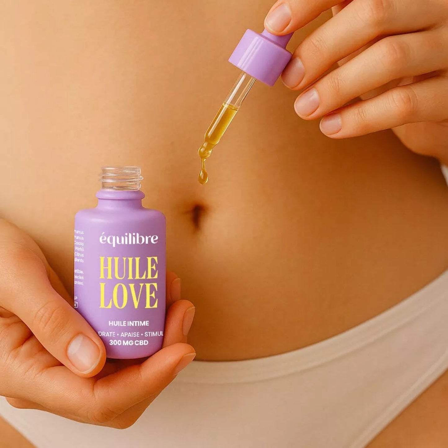 Huile Intime CBD + Mandarine – lubrifiante comestible et bio – Équilibre