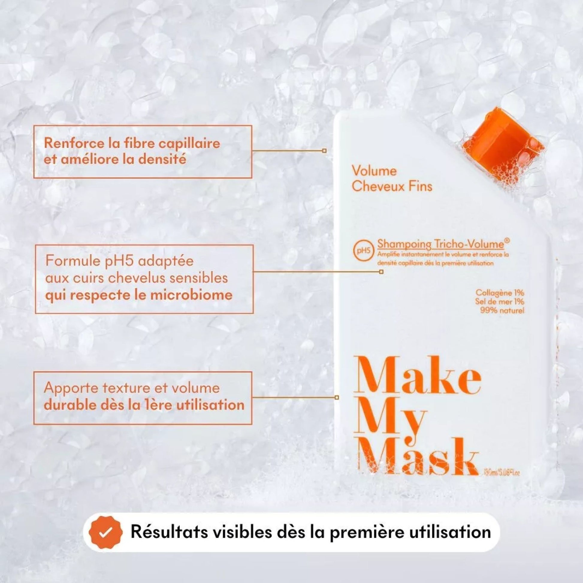 Shampoing Tricho-Volume pH5 – Détox et rééquilibrant pour cheveux gras | Makemymask
