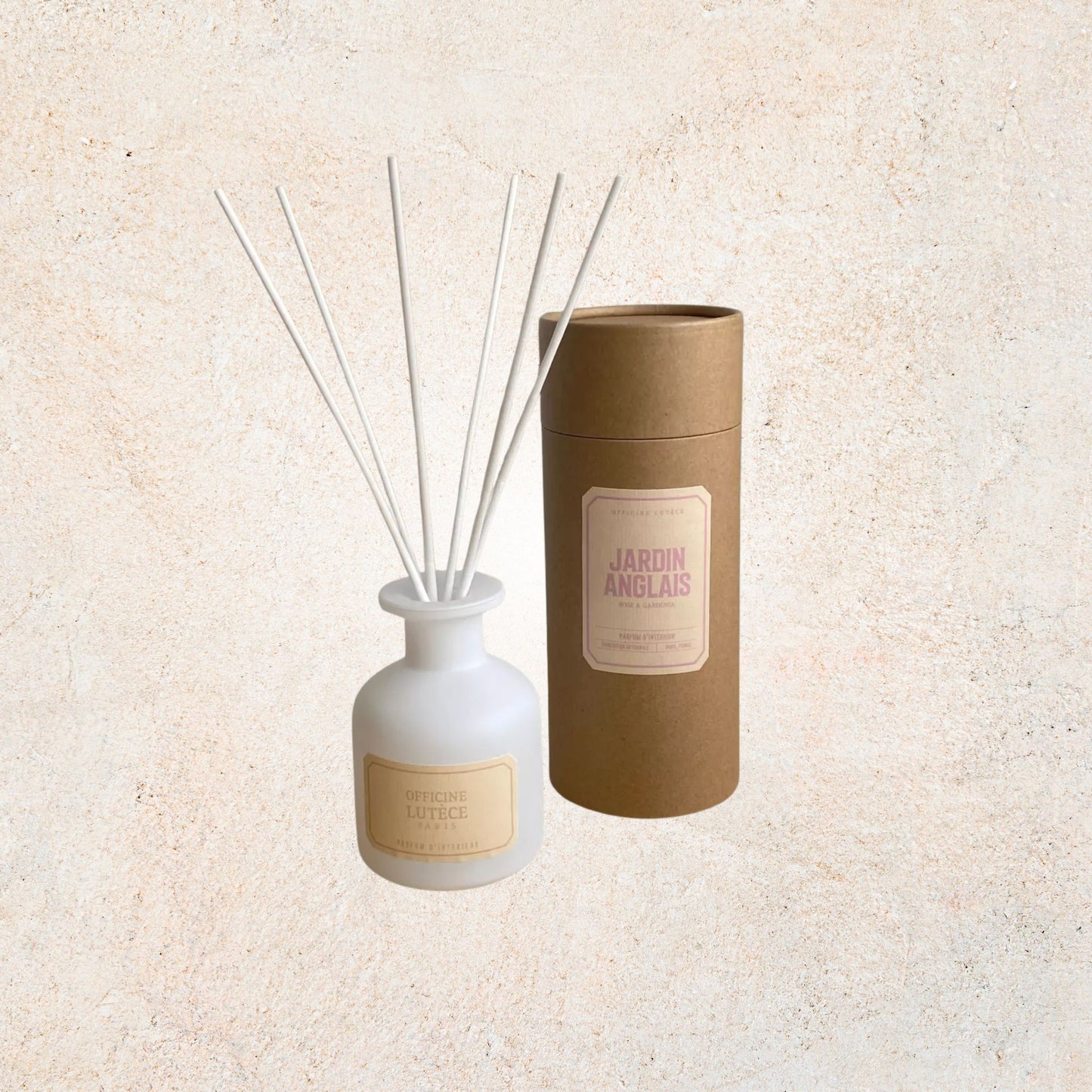 Diffuseur Rose & Gardénia Jardin Anglais 100 ml, parfum floral chic et apaisant, diffusion longue durée, fabrication artisanale | Officine Lutèce