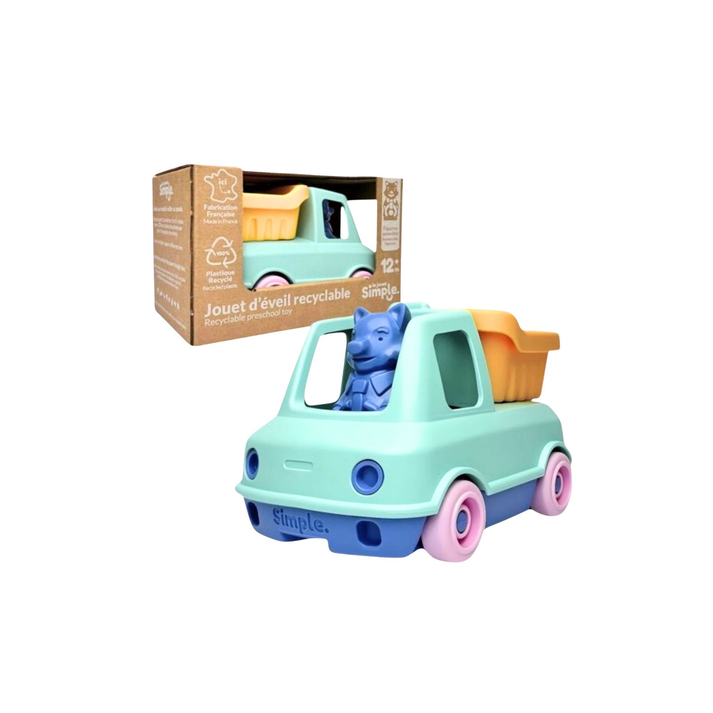 Camion Benne 100% Plastique Recyclé et Figurine Renard – Le Jouet Simple Éducatif Écologique
