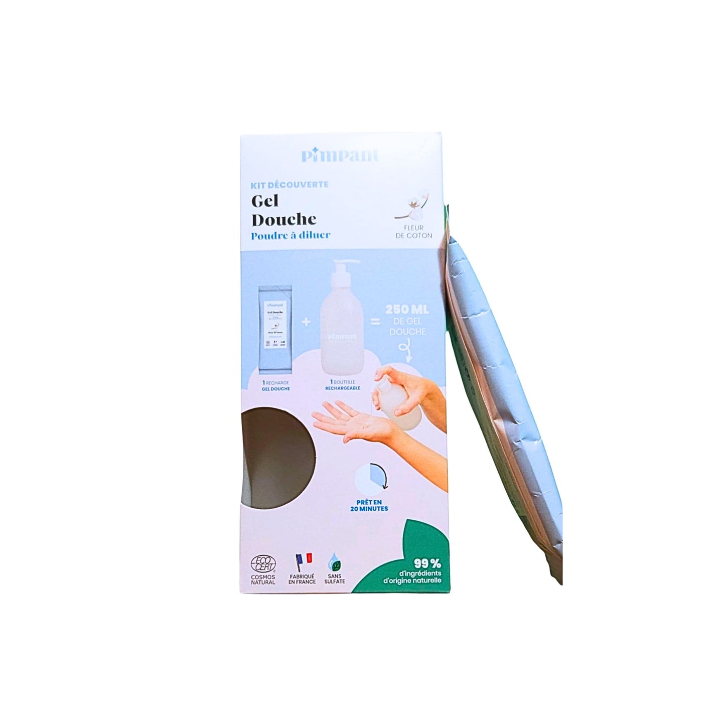 Kit Découverte Gel Douche PIMPANT Fleur de Coton Rechargeable – 99% naturel, zéro déchet