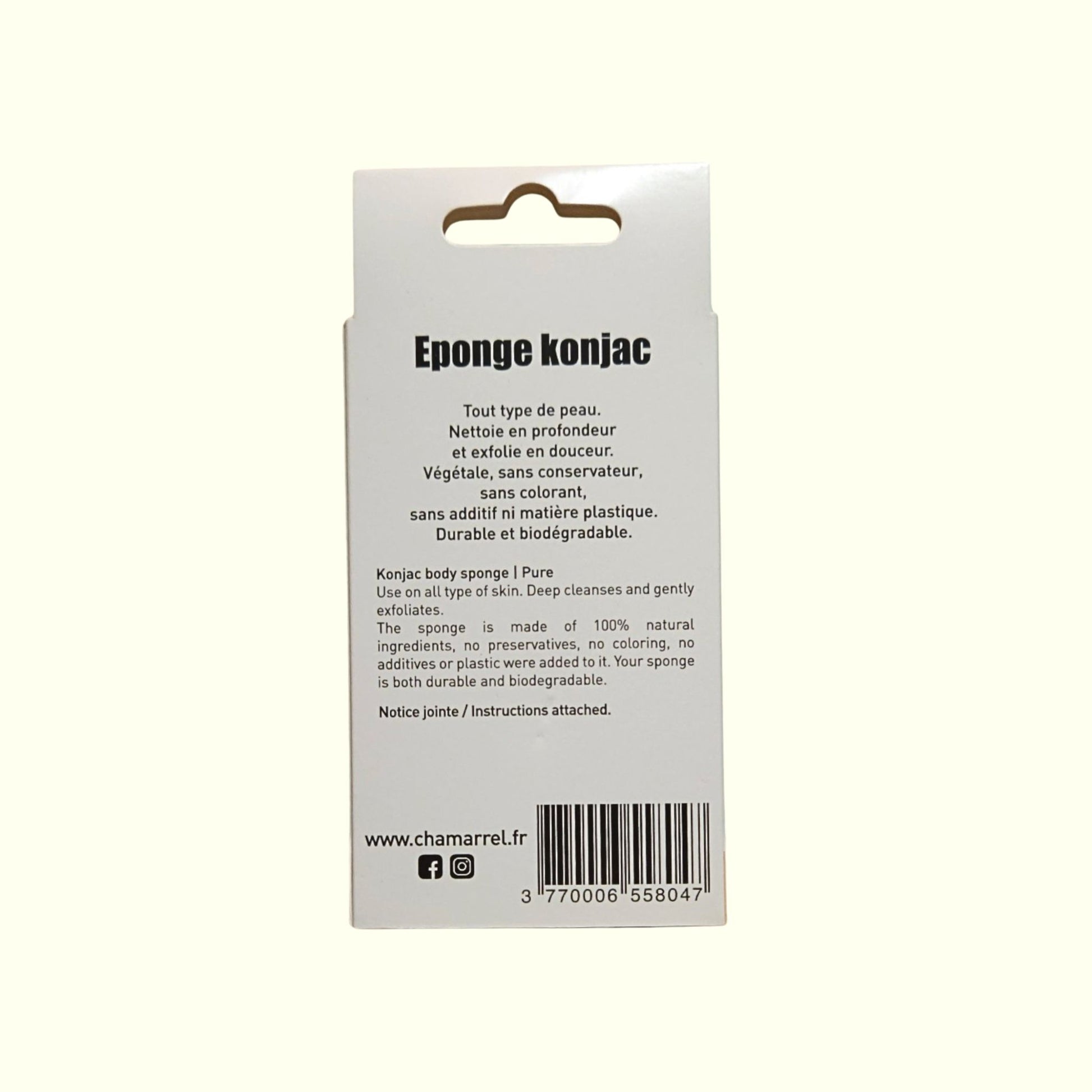 Eponge Konjac Corps D'origine naturelle CHAMARREL