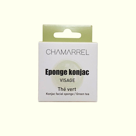 Éponge Konjac Visage au Thé Vert – Nettoyage Doux & Naturel | CHAMARREL