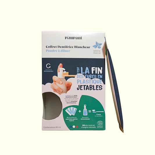 Coffret Dentifrice Blancheur PIMPANT – Rechargeable, Naturel & Fluor | Blanchiment Dentaire