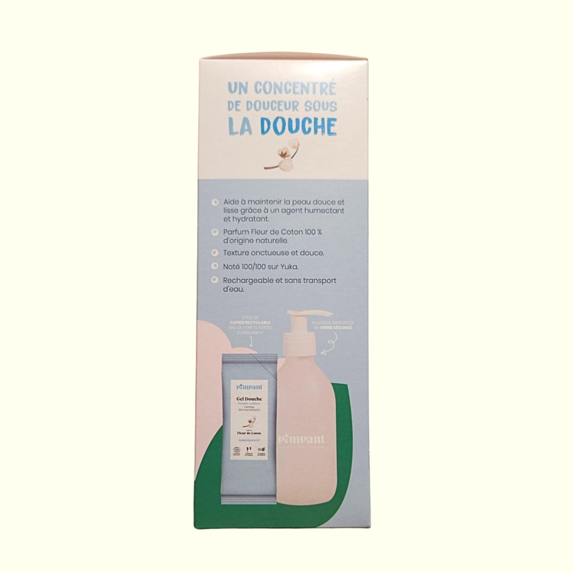 Kit Découverte Gel Douche PIMPANT Fleur de Coton Rechargeable – 99% naturel, zéro déchet
