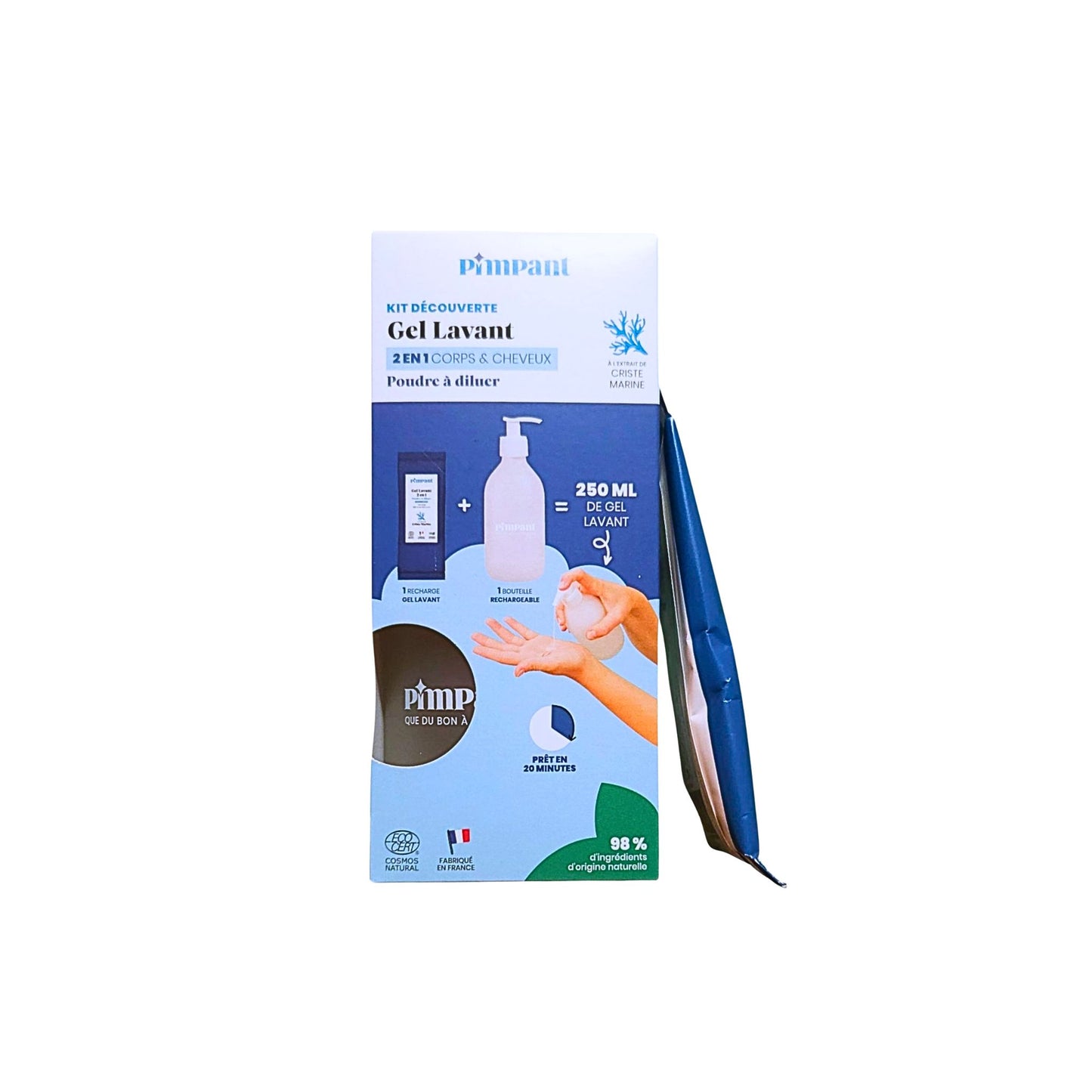 Kit Découverte Gel Douche 2 en 1 PIMPANT – Rechargeable, Pratique et Naturel