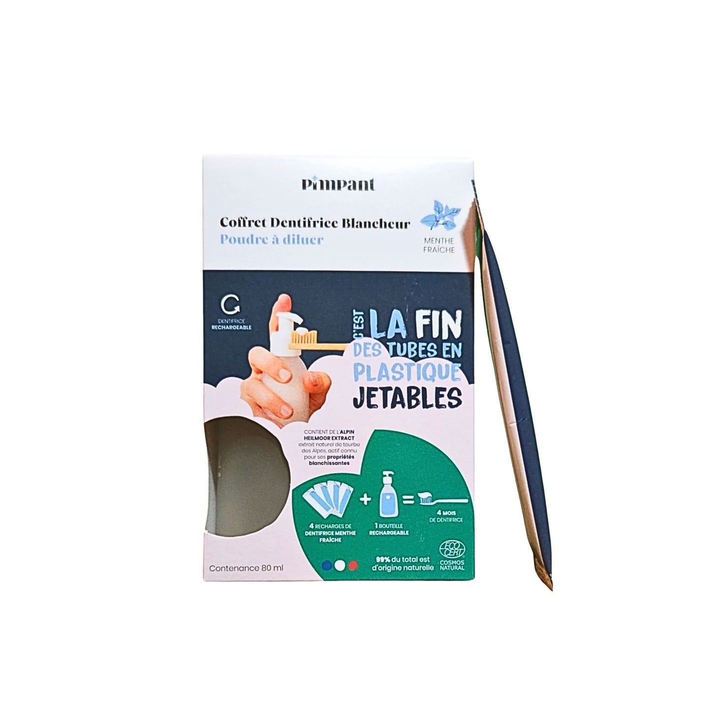 Coffret Dentifrice Blancheur PIMPANT – Rechargeable, Naturel & Fluor | Blanchiment Dentaire