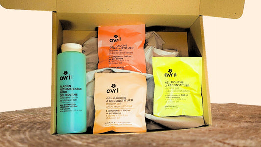 Coffret Gel Douche à Reconstituer AVRIL – Rechargeable Naturel & Fruité