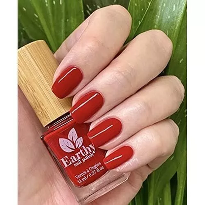 Vernis Naturel Rouge Passion Earthy Nail Polish | Teinte Élégante et Écologique