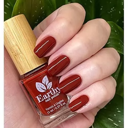 Vernis Naturel Rouge Rubis Earthy Nail Polish | Teinte Éclatante et Écologique