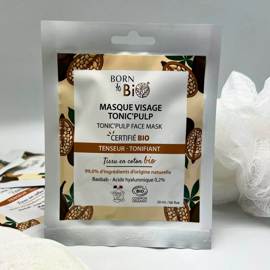 Masque Visage Tonic'Pulp Bio | Baobab & Acide Hyaluronique | Effet Tenseur et Tonifiant | Born to Bio