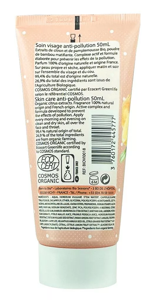 Soin Visage Anti-Pollution Bio Agrumes Peaux Grasses | Born to Bio