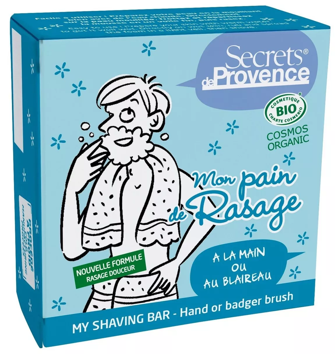 Pain à Raser Homme Certifié Bio au Beurre de Karité – 90g – Secrets de Provence