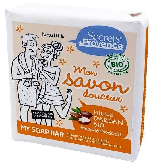 Savon Bio à l'Huile d'Argan Bio Parfum Amande Noisette – Secrets de Provence 100g