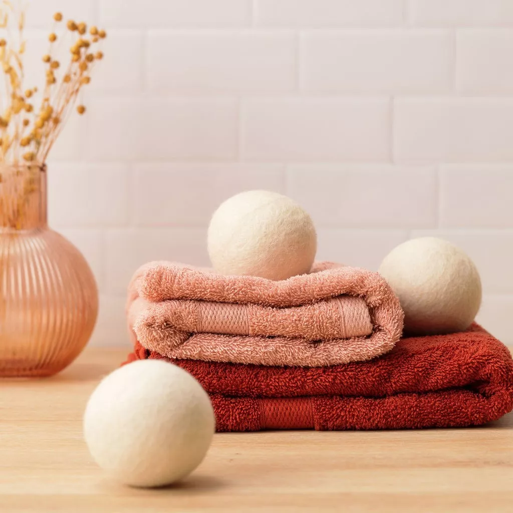 Balles de Séchage en Laine Naturelle – Lot de 3 – Pimpant – 100% Naturelles et Non Traitées, Réduisent le Temps de Séchage