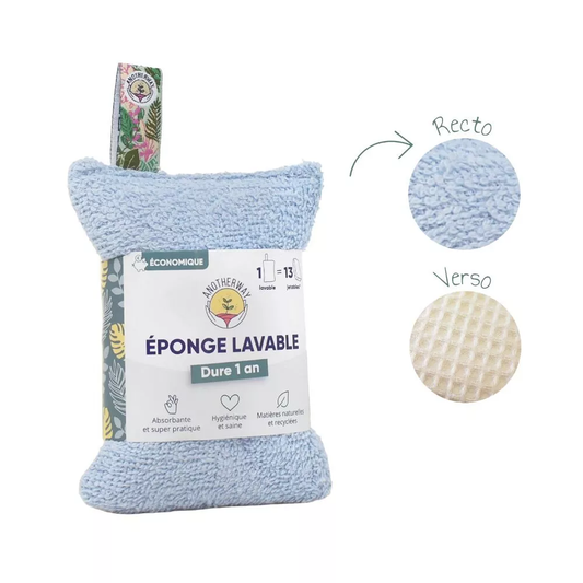 Éponge Lavable et Réutilisable Bleue | Écologique | Durable | Coton Certifié GOTS | Made in Portugal