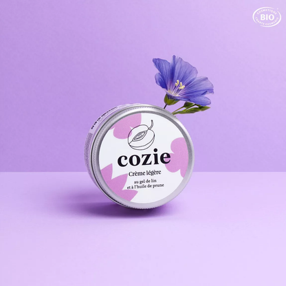 Crème Légère Visage au Gel de Lin et Huile de Prune – Hydrate et Illumine | Cozie