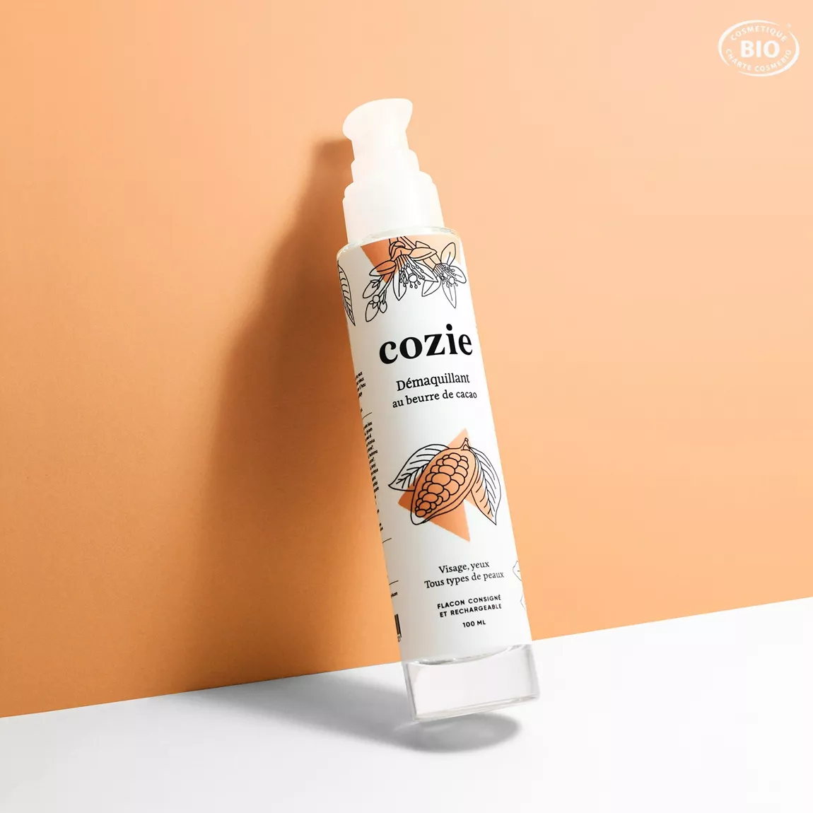 Lait Démaquillant au Beurre de Cacao Bio 100ml - Cozie, Douceur et Efficacité pour un Teint Lumineux