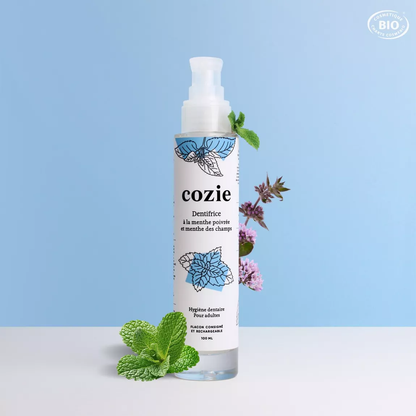 Dentifrice Bio Menthe Poivrée & Menthe des Champs 100ml - Cozie, Zéro Déchet & Fraîcheur Durable