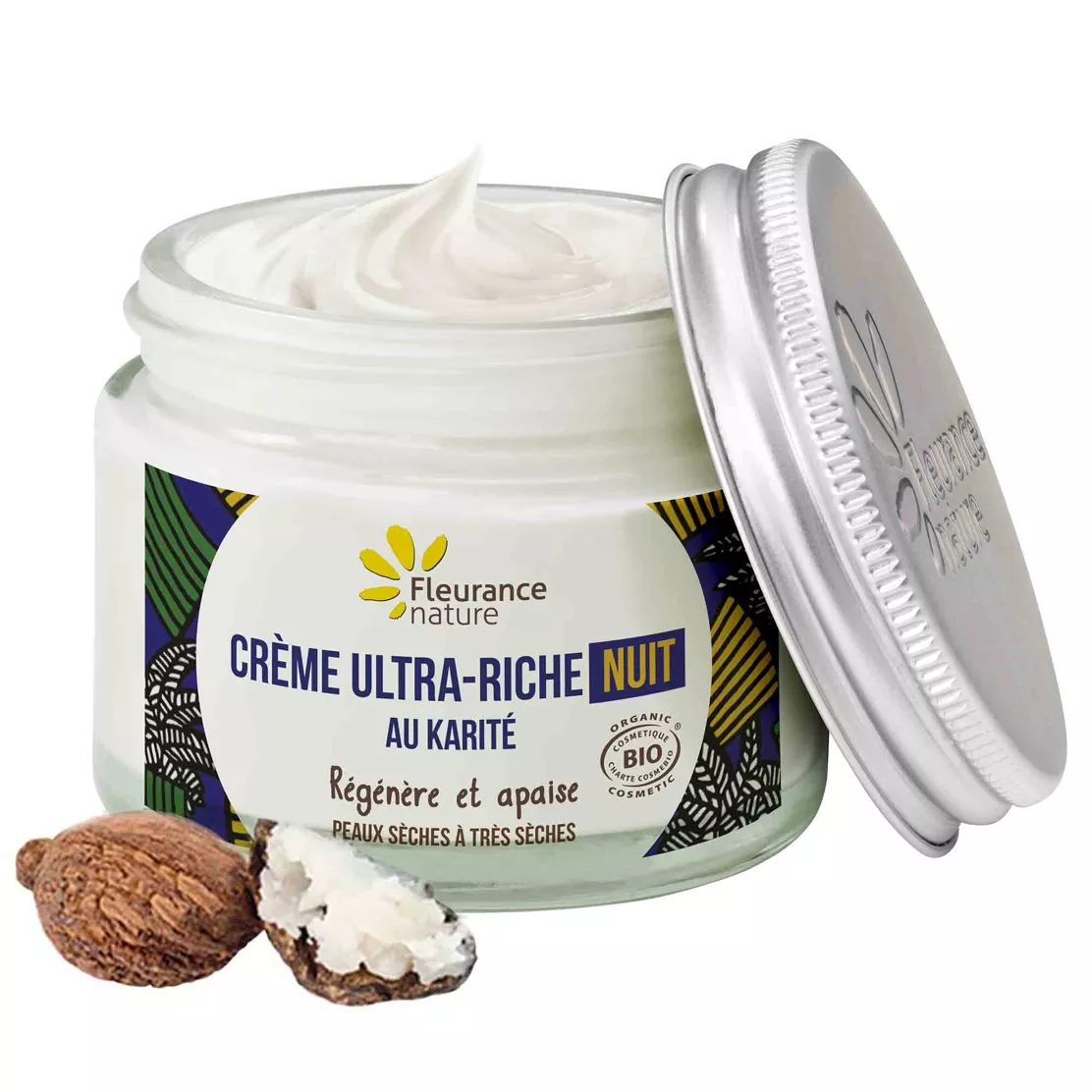 Crème Ultra-Riche Nuit au Karité Bio | Répare et Nourrit les Peaux Sèches | Fleurance Nature