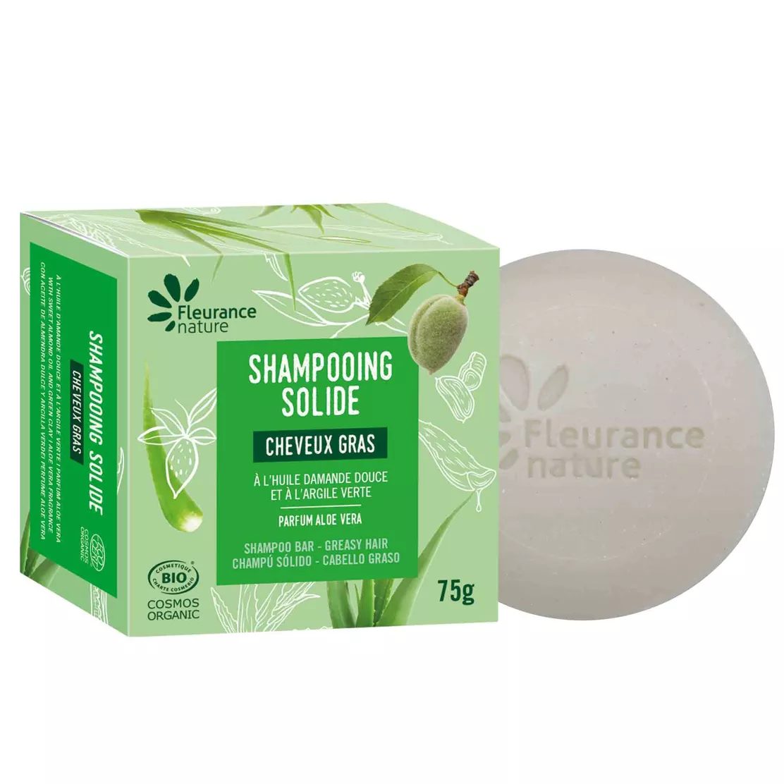 Shampooing Solide Cheveux Gras | Aloe Vera & Argile Verte | Fleurance Nature