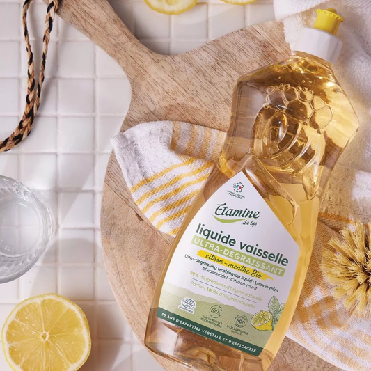 Liquide Vaiselle Ultra-Dégraissant Citron-Menthe 1L - Nettoyant Vaisselle Naturel et Écologique Etamine du Lys