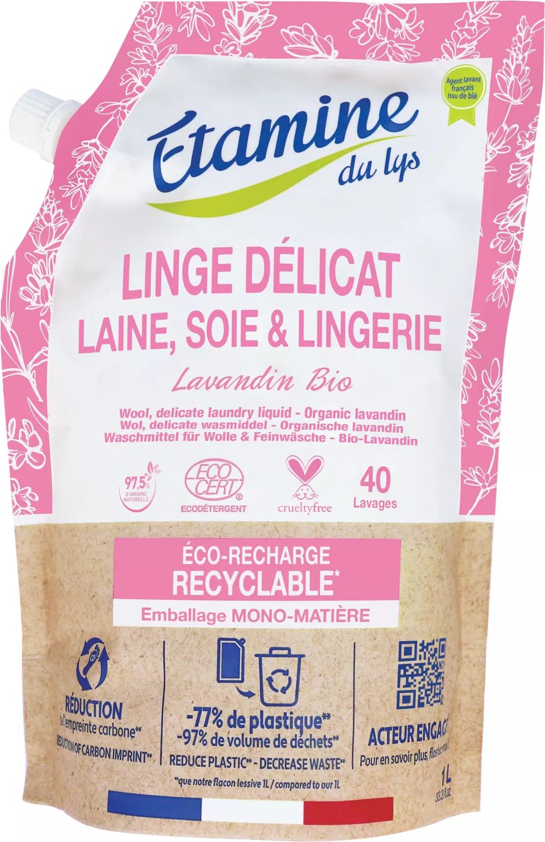 Eco-Recharge Lessive Linge Délicat 1L – Étamine du Lys | Soin des textiles fragiles