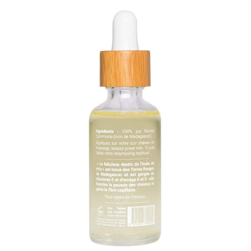 Huile de ricin pure 30ml – Cheveux, cils, ongles – Fortifiante & pousse
